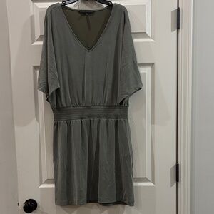 White House Black Market Olive smocked waist Dress